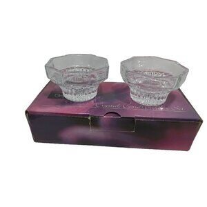 Vintage Elegance Crystal Candle Holder Set of 2, 3", Octagon Shape